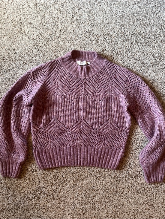 Astr Sweaters - Astr Mauve Textured Knit Crewneck Sweater